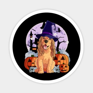 Cocker Spaniel Scary Halloween Witch Pumpkin Magnet